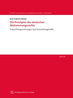 cover image of Die Prinzipien des deutschen Abstammungsrechts